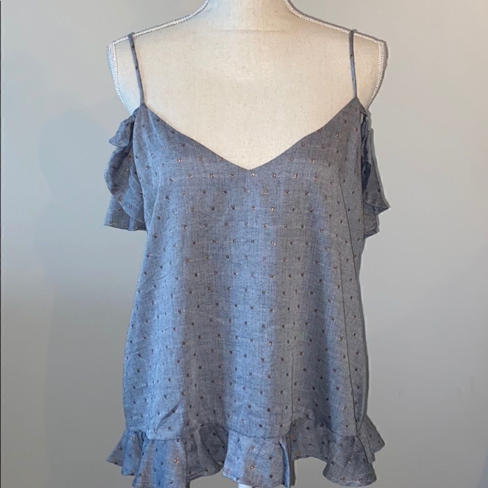 Paper crown cold shoulder Polka dot tank top